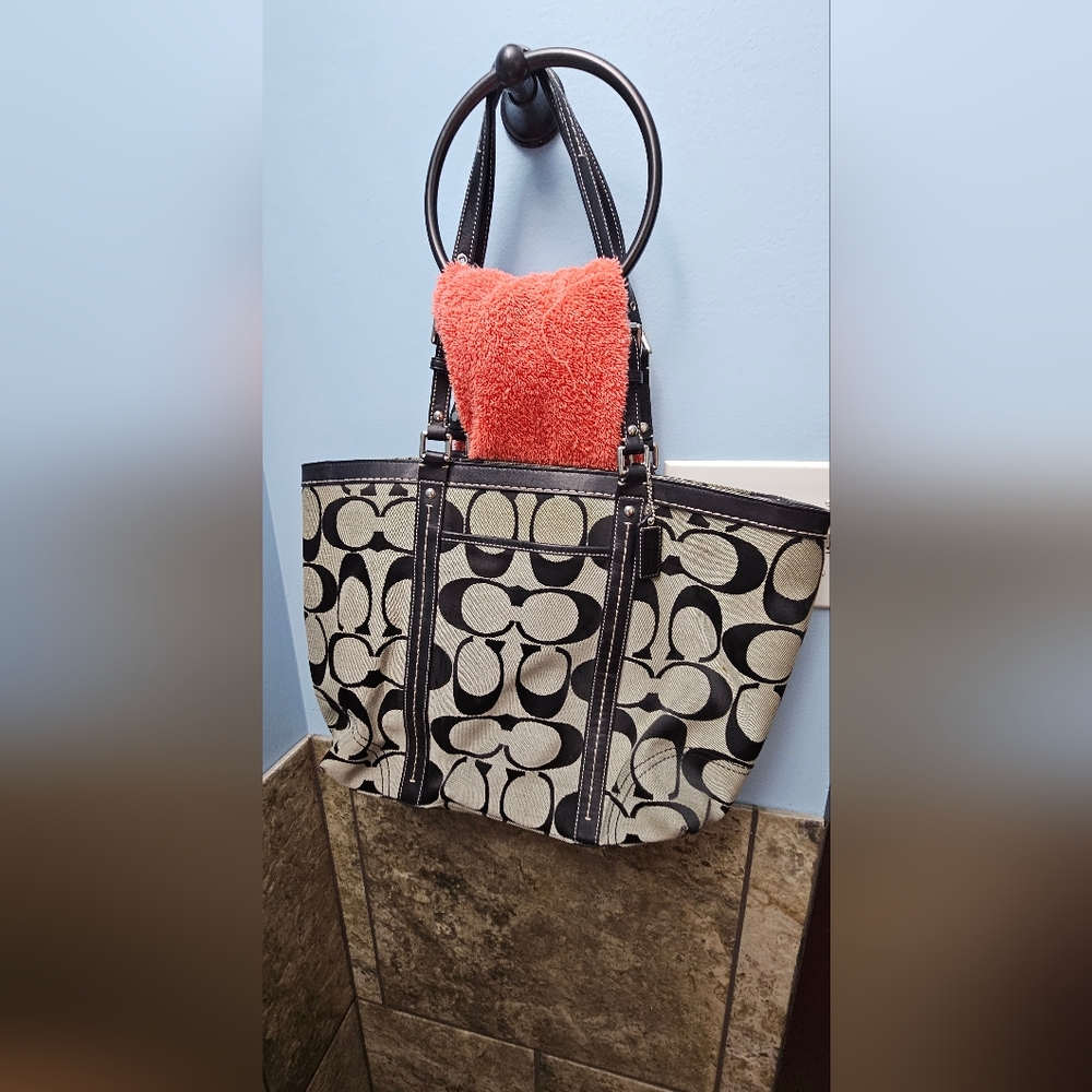 Coach Black and Cream Tote Bag